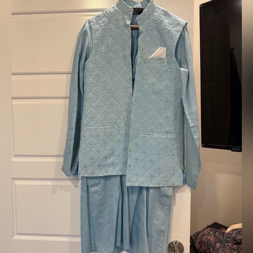 Light Blue Embroidered Kurta Set